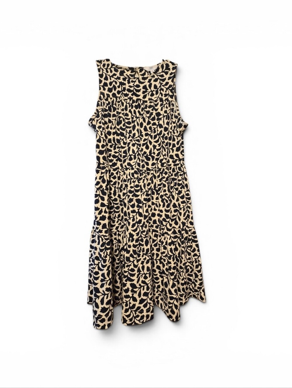 Time and Tru Black and Cream Sleeveless Printed Mini Dress